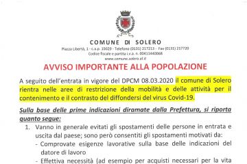 AVVISO IMPORTANTE ALLA POPOLAZIONE